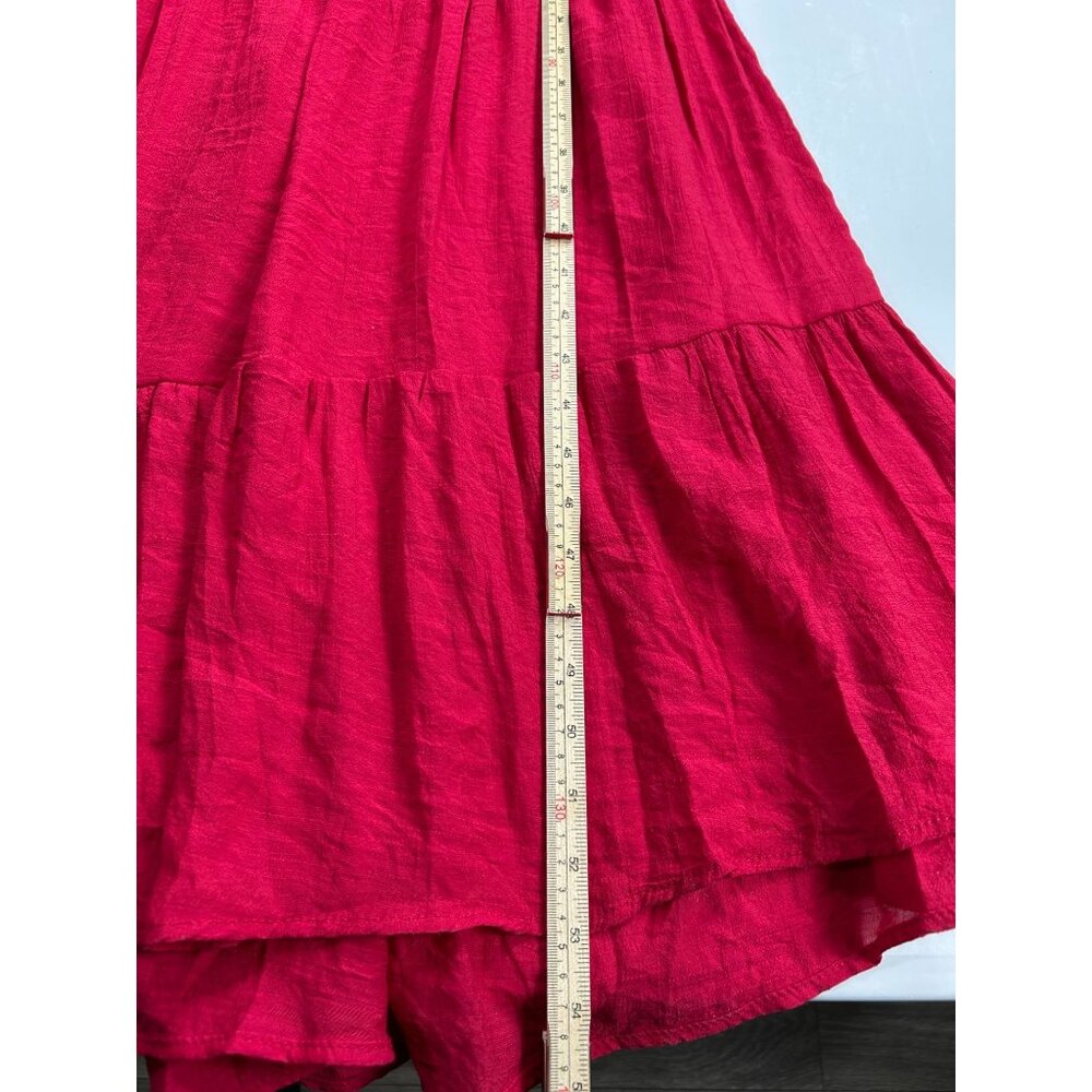 Sleeveless Red Lace Midi Dress With Adjustable Straps & Bow Back Detail - Picture 6 of 9